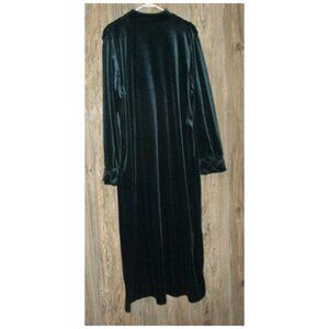 Vintage Delicates Robe Housecoat Nightgown Green Velour Womens Sz XL Vamp Goth